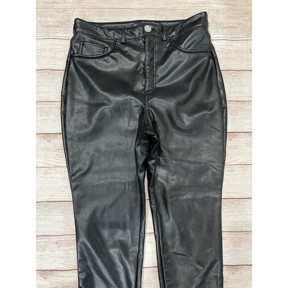 INC International Concepts Women's Black Faux Leather Pants Button Zipper Size 8 - Picture 2 of 7